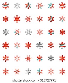 Set of abstract colorful snowflake logo icons, winter concepts, clean modern geometric design. Created with transparent abstract lines