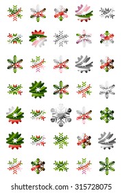 Set von abstrakten farbenfrohen Snowflake Logo Symbole, Winterkonzepte, sauberes modernes geometrisches Design. Mit transparenten abstrakten Linien erstellt