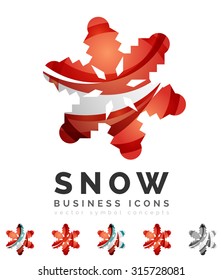 Set of abstract colorful snowflake logo icons, winter concepts, clean modern geometric design. Created with transparent abstract lines