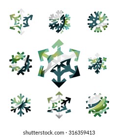 Set of abstract colorful snowflake logo icons, winter concepts, clean modern geometric design. Created with transparent abstract lines Set of abstract colorful snowflake logo icons, winter concepts, clean modern geometric design. Created with transparent abstract lines