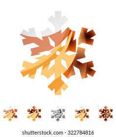 Conjunto de íconos abstractos coloridos del logo del copo de nieve, conceptos de invierno, diseño geométrico moderno y limpio. Creado con líneas abstractas transparentes