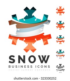 Set of abstract colorful snowflake logo icons, winter concepts, clean modern geometric design. Created with transparent abstract lines Set of abstract colorful snowflake logo icons, winter concepts, clean modern geometric design. Created with transparent abstract lines