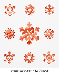 Set of abstract colorful snowflake logo icons, winter concepts, clean modern geometric design. Created with transparent abstract lines