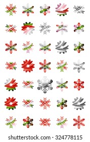 Set of abstract colorful snowflake logo icons, winter concepts, clean modern geometric design. Created with transparent abstract lines