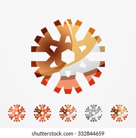 Set of abstract colorful snowflake logo icons, winter concepts, clean modern geometric design. Created with transparent abstract lines