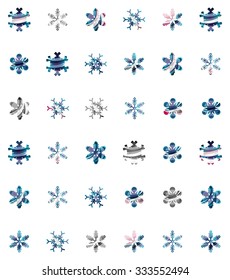 Set of abstract colorful snowflake logo icons, winter concepts, clean modern geometric design. Created with transparent abstract lines