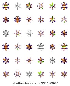 Set of abstract colorful snowflake logo icons, winter concepts, clean modern geometric design. Created with transparent abstract lines