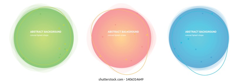 Set Abstract Colorful Splash Geometric Shape. Wave Gradient Design for Banner, Card, Brochure. Isolated Waves in Pear, Lima, Saffron-Mango, Froly, Java, Curious-Blue colors. Vector Illustration 
