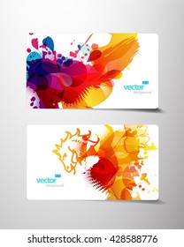 Set of abstract colorful splash gift cards.