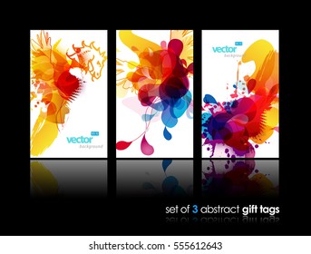 Conjunto de tarjetas regalo abstractas y coloridas con reflexión. 