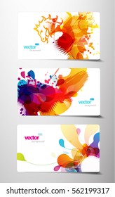 Set of abstract colorful splash gift cards.