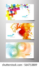 Set of abstract colorful splash gift cards.