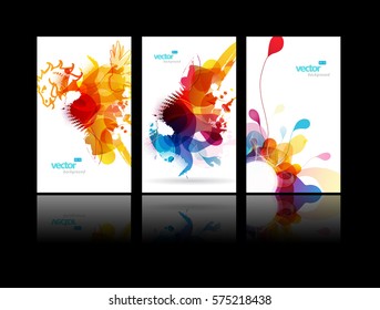 Set of abstract colorful splash illustrations.