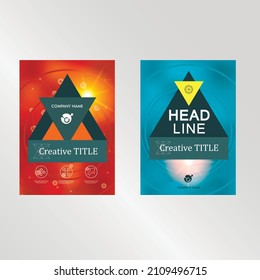 Set abstract colorful template collection brochure in geometric triangular pattern