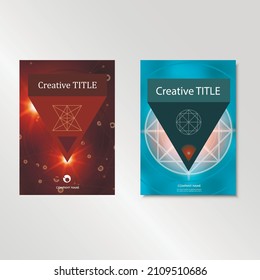 Set abstract colorful template collection brochure in geometric triangular pattern
