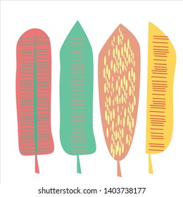 set of abstract colorful tropical leaves on white background. use for summer, banner, wallpaper