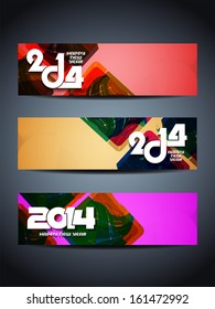 set of abstract colorful vector web header/banner designs for new year 2014.