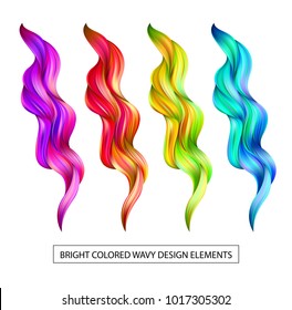 Set abstract colorful wave flow design elements. Vector illustration EPS10