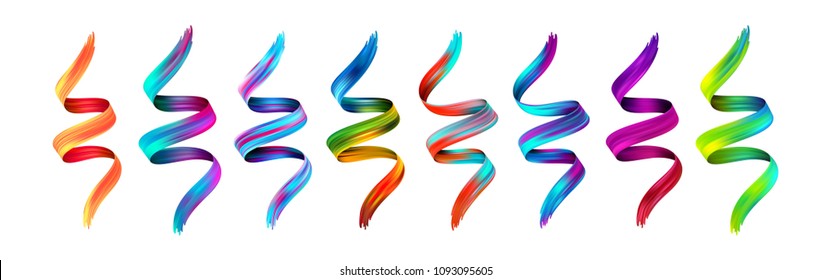 Set abstract colorful wave flow design elements. Vector illustration EPS10