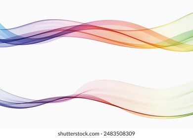 Set of abstract colorful waves. Rainbow color wave flow.