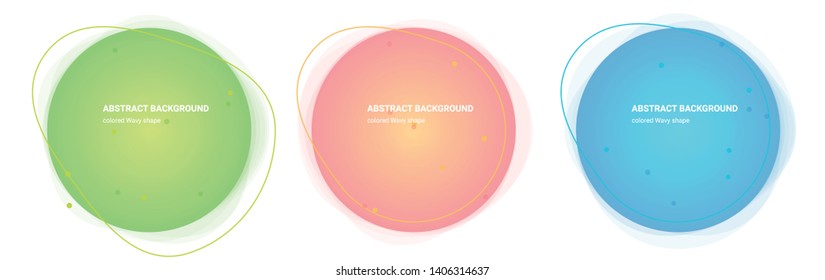 Set Abstract Colorful Wavy Geometric Shape. Blob Gradient Design for Banner, Card, Brochure. Isolated Waves in Pear, Lima, Saffron-Mango, Froly, Java, Curious-Blue colors. Vector Illustration 