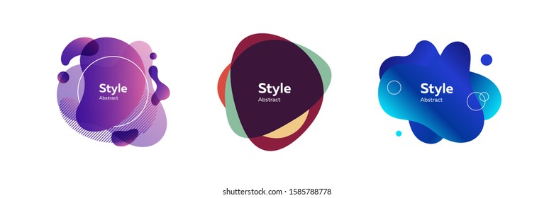 Set of abstract colorful wavy modern graphic elements. Dynamical forms, flowing liquid shapes, wavy line. Trendy design for banners, flyers, presentation slides. Vector illustration