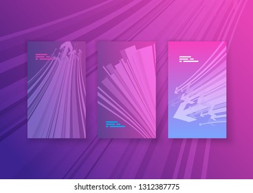 Set of abstract colorful web banners with white transparent arrow signs. 