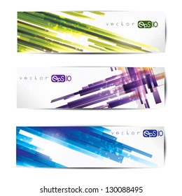 Set of abstract colorful web headers and cards