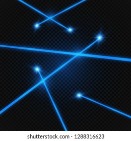 Set of abstract colors laser beam. Transparent is isolated on a black background. Vector illustration. Blue.