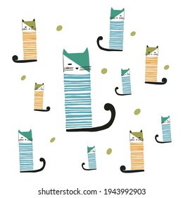 set of  abstract colourful cat 