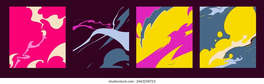 Set of abstract comic book style backgrounds with colorful dynamic visual effects of wind and dust.