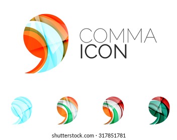 Conjunto de ícono de coma abstracta, conceptos de logotipo de negocio, diseño geométrico moderno limpio. Creado con líneas de onda abstractas transparentes