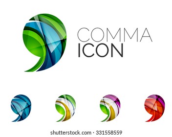 Set von abstraktem Komma-Symbol, Business-Logotype-Konzepte, sauberes modernes geometrisches Design. Mit transparenten abstrakten Wellenlinien erstellt