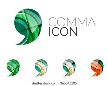 Set of abstract comma icon, business logotype concepts, clean modern geometric design