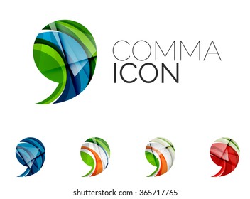 Set of abstract comma icon, business logotype concepts, clean modern geometric design