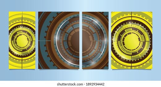 Set of abstract communication technology web banner. Abstract futuristic digital innovation. Vector Banner.