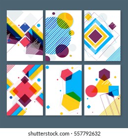 Conjunto de composición abstracta, conjunto de tarjetas de visita artísticas, patrones geométricos dibujados a mano, colección de cartas de correspondencia, textura creativa colorida o fondo en estilo doodle.