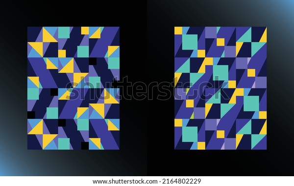 A set of abstract composition of intersecting\
geometric shapes for Cover Art. Colorful trendy pattern best for\
wallpaper, invitation, VIP card, label, website, poster, magazine,\
print. EPS8 #12
