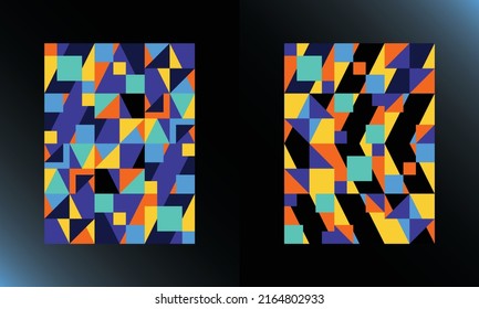 A set of abstract composition of intersecting polygon shapes for Cover Art. Colorful trendy pattern best for wallpaper, invitation, VIP card, label, website, poster, magazine, print. EPS8 #14