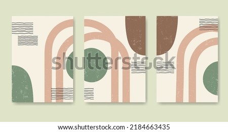 Set of abstract contemporary posters with geometric shapes.