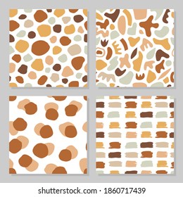 Set von abstrakten zeitgenössischen nahtlosen Mustern. Handgezeichnet verschiedene Terrakotta-Formen. Moderne trendige Vektorgrafik. Perfekt für den Stoffdruck