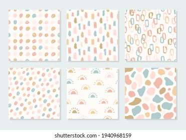 Conjunto de patrones abstractos contemporáneos sin fisuras. Ilustración moderna. Perfecto para los textiles
