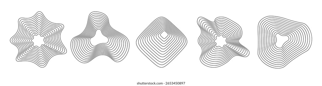 Conjunto de linhas de contorno abstratas. Circular 
formas de padrão. 
Elementos decorativos geométricos. Design minimalista de contorno. 
Ilustração vetorial.