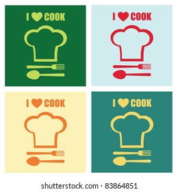 set of abstract cook cards. vector illustration