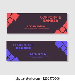 Set of abstract corporate / business banner design. Modern horizontal template background vector illustration.