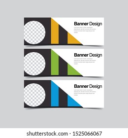 Set abstract Corporate business banner with modern and simple style. Vector illustration promotion design background. Horizontal Web header template with three color options, yellow, green, and blue.