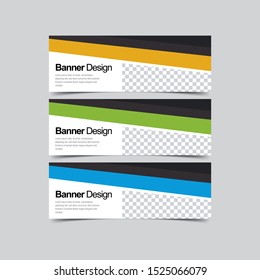 Set abstract Corporate business banner with modern and simple style. Vector illustration promotion design background. Horizontal Web header template with three color options, yellow, green, and blue.