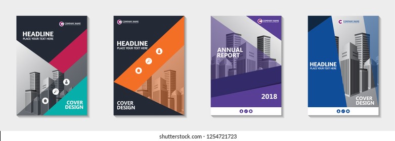 Set of abstract cover design. Annual report, pamphlet, presentation, brochure. Front page, book cover layout design. Cover design template.