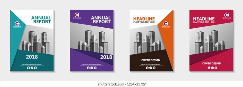 Set of abstract cover design. Annual report, pamphlet, presentation, brochure. Front page, book cover layout design. Cover design template.