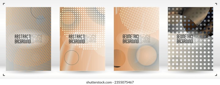 Set of Abstract Cover with Gradient Mesh Holographic Circles. Future Minimal Web Design with Abstract Composition. Memphis Print for your Business Layout.
